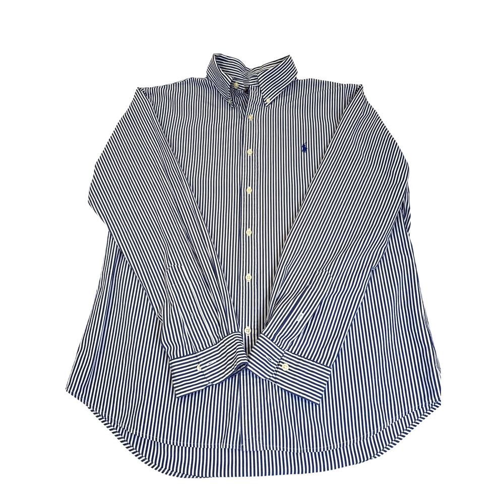 Polo Ralph Lauren Classic Fit Striped Button Down Shirt Men's Large Blue
